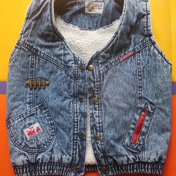 Cute Denim Sherpa Vest - Picture 2 of 7